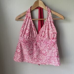 Athleta Womens Swim Top Tankini Floral Pink Size 4 (40C, 38 D, 36 DD) Halter Top